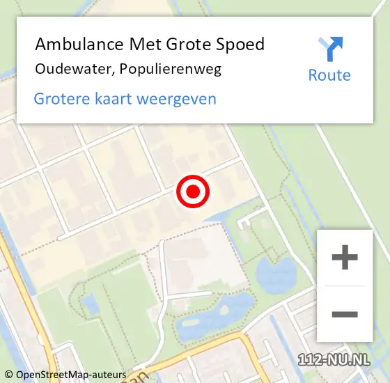 Locatie op kaart van de 112 melding: Ambulance Met Grote Spoed Naar Oudewater, Populierenweg op 23 december 2014 15:49