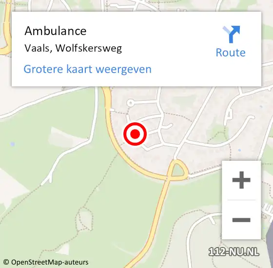 Locatie op kaart van de 112 melding: Ambulance Vaals, Wolfskersweg op 23 december 2014 16:05