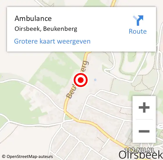 Locatie op kaart van de 112 melding: Ambulance Oirsbeek, Beukenberg op 23 december 2014 16:59