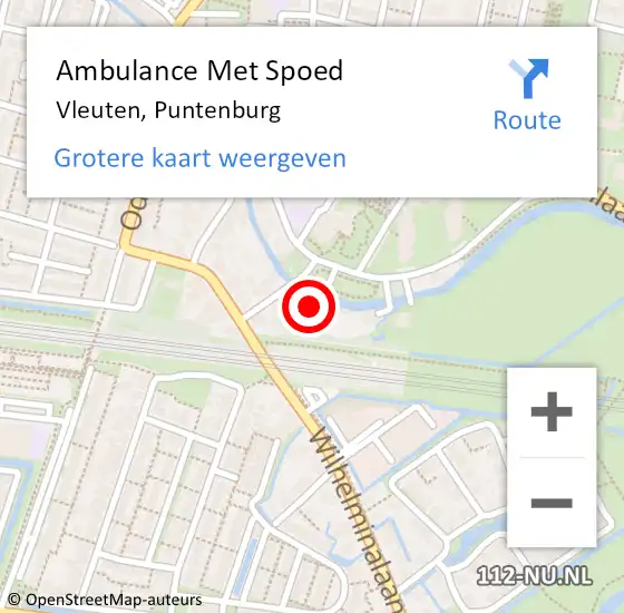 Locatie op kaart van de 112 melding: Ambulance Met Spoed Naar Vleuten, Puntenburg op 23 december 2014 17:13