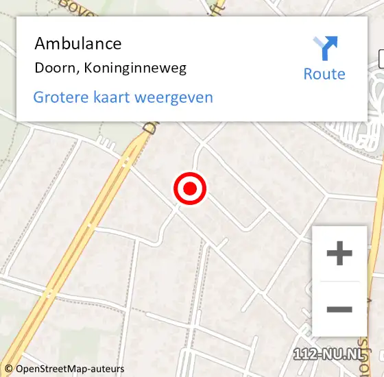 Locatie op kaart van de 112 melding: Ambulance Doorn, Koninginneweg op 23 december 2014 17:21