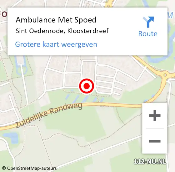 Locatie op kaart van de 112 melding: Ambulance Met Spoed Naar Sint Oedenrode, Kloosterdreef op 23 december 2014 18:02