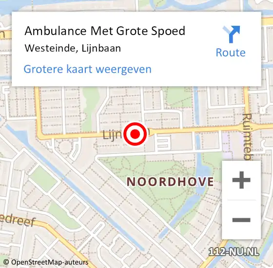 Locatie op kaart van de 112 melding: Ambulance Met Grote Spoed Naar Westeinde, Lijnbaan op 23 december 2014 18:07