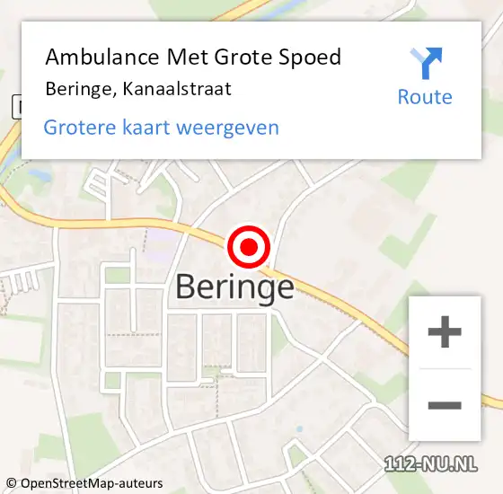 Locatie op kaart van de 112 melding: Ambulance Met Grote Spoed Naar Beringe, Kanaalstraat op 23 december 2014 19:26