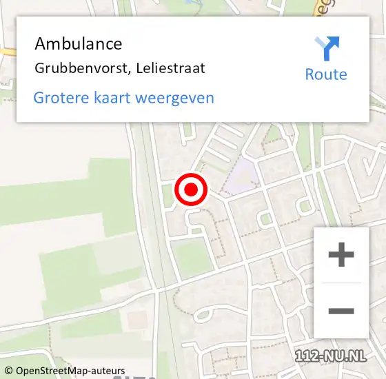 Locatie op kaart van de 112 melding: Ambulance Grubbenvorst, Leliestraat op 23 december 2014 19:32