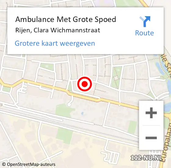 Locatie op kaart van de 112 melding: Ambulance Met Grote Spoed Naar Rijen, Clara Wichmannstraat op 23 december 2014 19:39