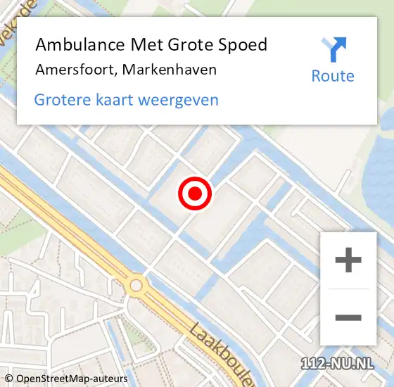 Locatie op kaart van de 112 melding: Ambulance Met Grote Spoed Naar Amersfoort, Markenhaven op 23 december 2014 20:06