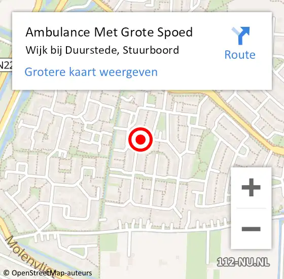 Locatie op kaart van de 112 melding: Ambulance Met Grote Spoed Naar Wijk bij Duurstede, Stuurboord op 23 december 2014 22:23