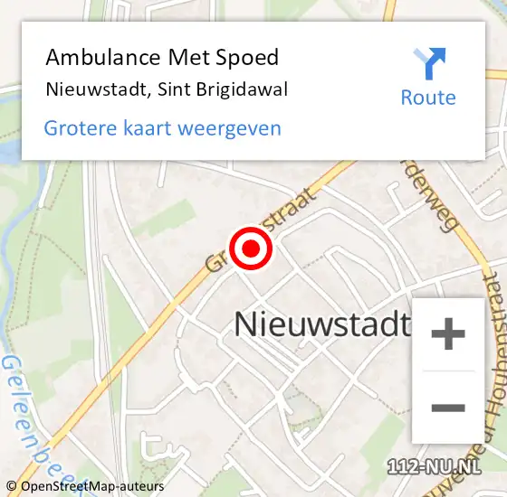 Locatie op kaart van de 112 melding: Ambulance Met Spoed Naar Nieuwstadt, Sint Brigidawal op 23 december 2014 22:55