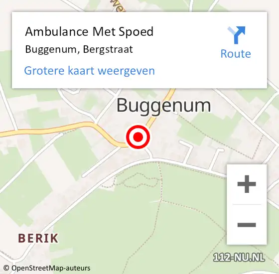 Locatie op kaart van de 112 melding: Ambulance Met Spoed Naar Buggenum, Bergstraat op 23 december 2014 23:04