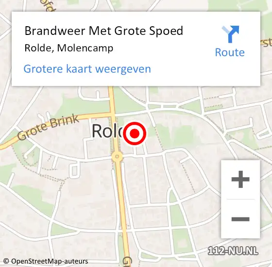 Locatie op kaart van de 112 melding: Brandweer Met Grote Spoed Naar Rolde, Molencamp op 23 december 2014 23:30