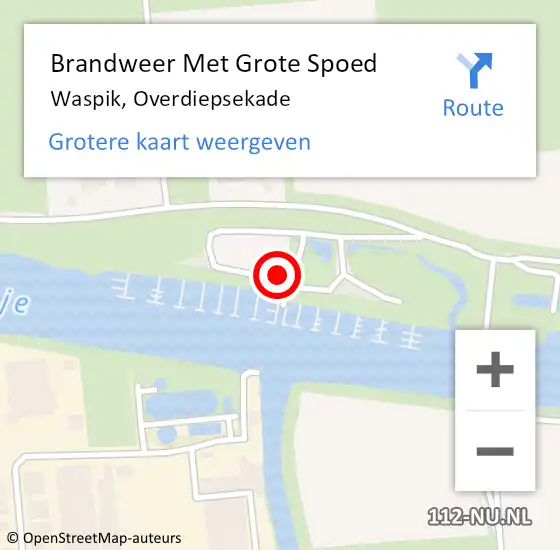 Locatie op kaart van de 112 melding: Brandweer Met Grote Spoed Naar Waspik, Overdiepsekade op 23 december 2014 23:56