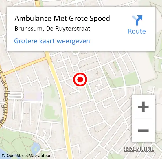 Locatie op kaart van de 112 melding: Ambulance Met Grote Spoed Naar Brunssum, De Ruyterstraat op 24 december 2014 00:03