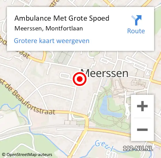 Locatie op kaart van de 112 melding: Ambulance Met Grote Spoed Naar Meerssen, Montfortlaan op 24 december 2014 00:31