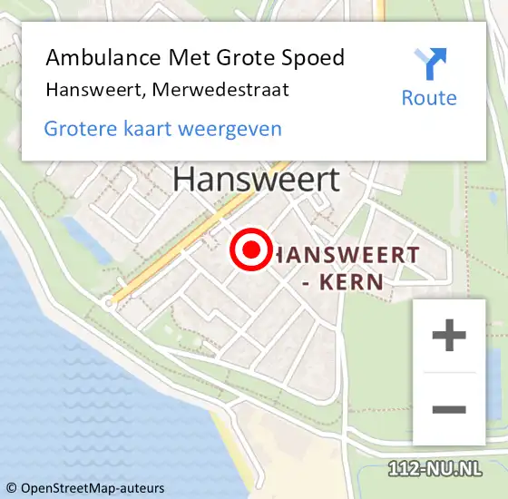 Locatie op kaart van de 112 melding: Ambulance Met Grote Spoed Naar Hansweert, Merwedestraat op 24 december 2014 02:33