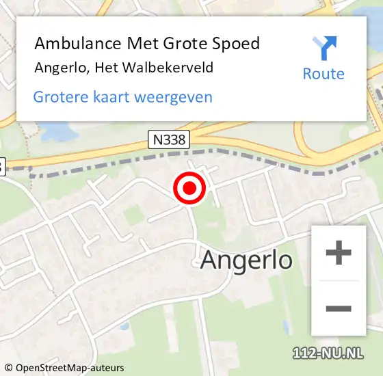 Locatie op kaart van de 112 melding: Ambulance Met Grote Spoed Naar Angerlo, Het Walbekerveld op 24 december 2014 04:12