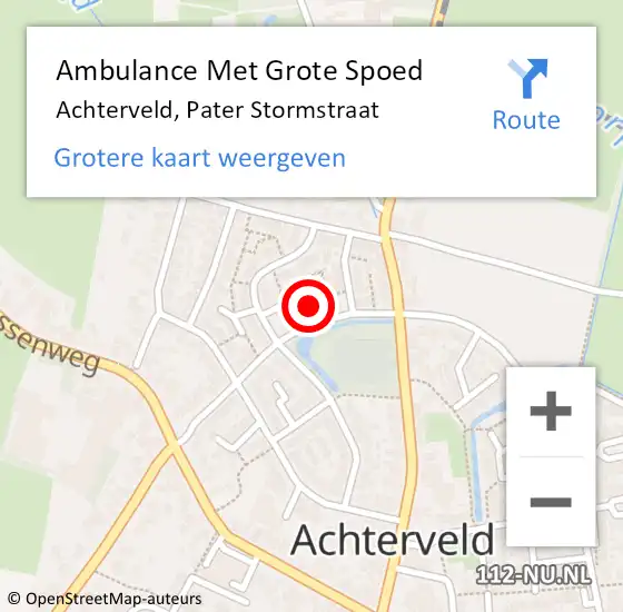 Locatie op kaart van de 112 melding: Ambulance Met Grote Spoed Naar Achterveld, Pater Stormstraat op 24 december 2014 06:19