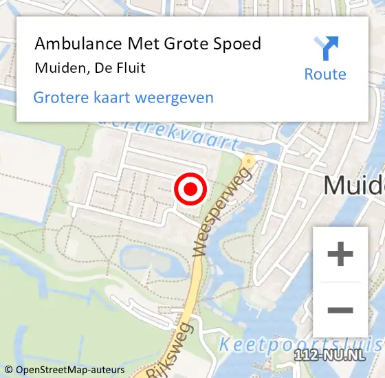 Locatie op kaart van de 112 melding: Ambulance Met Grote Spoed Naar Muiden, De Fluit op 24 december 2014 07:55