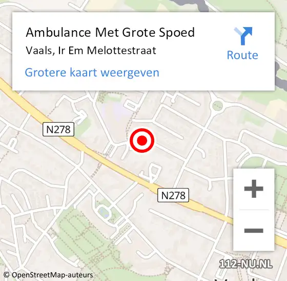 Locatie op kaart van de 112 melding: Ambulance Met Grote Spoed Naar Vaals, Ir Em Melottestraat op 24 december 2014 08:13