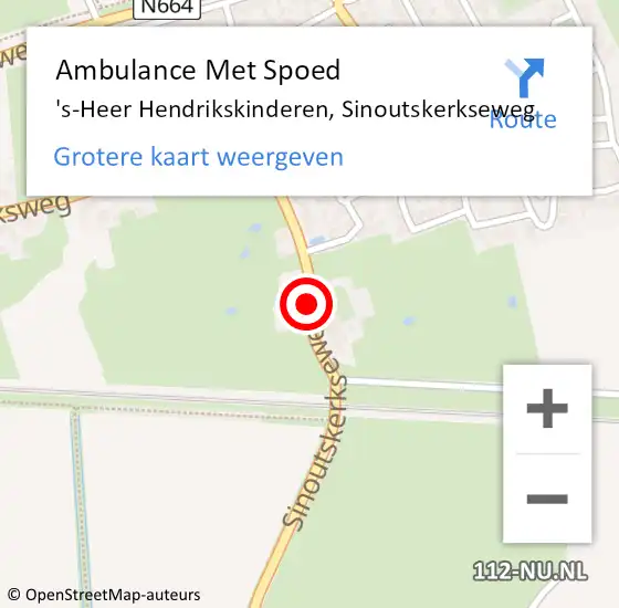 Locatie op kaart van de 112 melding: Ambulance Met Spoed Naar 's-Heer Hendrikskinderen, Sinoutskerkseweg op 24 december 2014 08:59