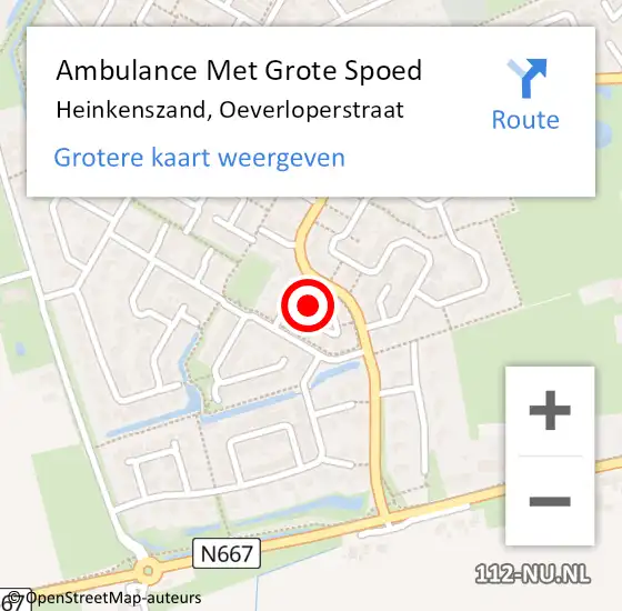 Locatie op kaart van de 112 melding: Ambulance Met Grote Spoed Naar Heinkenszand, Oeverloperstraat op 24 december 2014 09:02