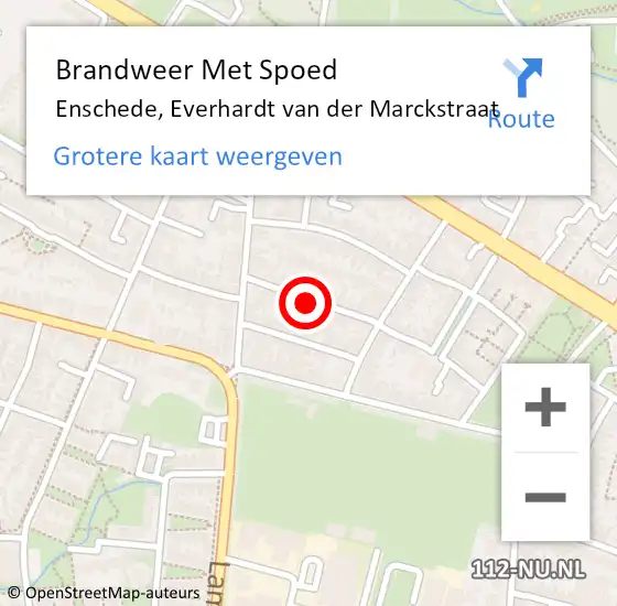 Locatie op kaart van de 112 melding: Brandweer Met Spoed Naar Enschede, Everhardt van der Marckstraat op 24 december 2014 09:04