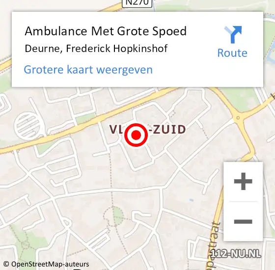 Locatie op kaart van de 112 melding: Ambulance Met Grote Spoed Naar Deurne, Frederick Hopkinshof op 24 december 2014 10:27