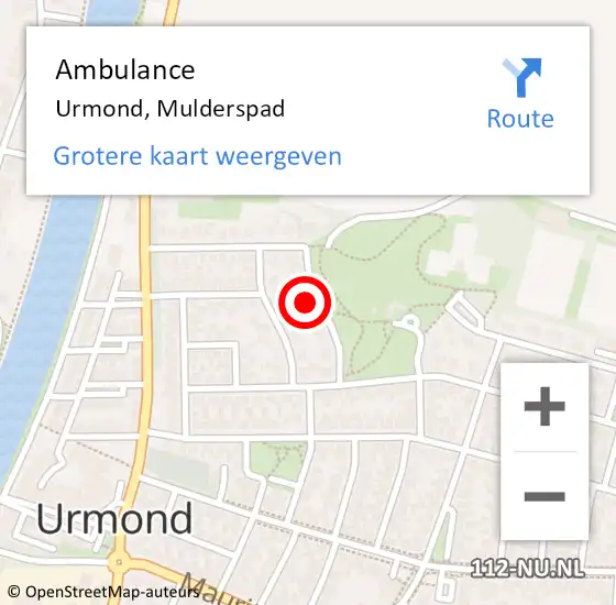 Locatie op kaart van de 112 melding: Ambulance Urmond, Mulderspad op 24 december 2014 10:37