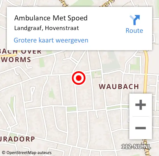 Locatie op kaart van de 112 melding: Ambulance Met Spoed Naar Landgraaf, Hovenstraat op 24 december 2014 11:06