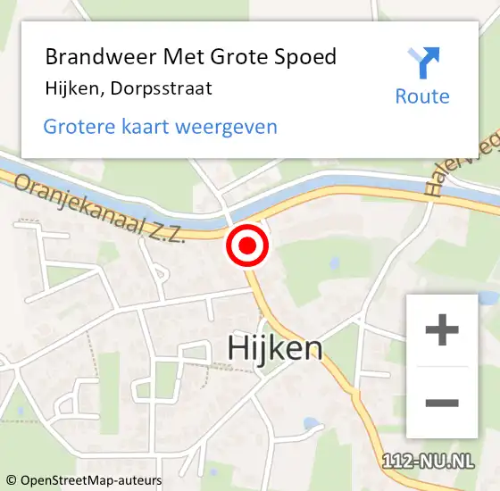 Locatie op kaart van de 112 melding: Brandweer Met Grote Spoed Naar Hijken, Dorpsstraat op 24 december 2014 11:31