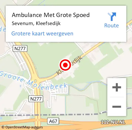 Locatie op kaart van de 112 melding: Ambulance Met Grote Spoed Naar Sevenum, Kleefsedijk op 24 december 2014 11:31