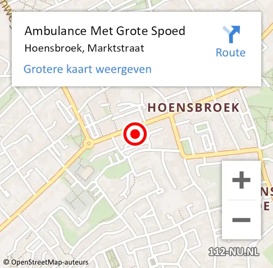 Locatie op kaart van de 112 melding: Ambulance Met Grote Spoed Naar Hoensbroek, Marktstraat op 24 december 2014 11:41