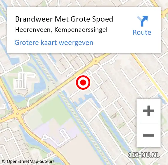 Locatie op kaart van de 112 melding: Brandweer Met Grote Spoed Naar Heerenveen, Kempenaerssingel op 24 december 2014 12:20