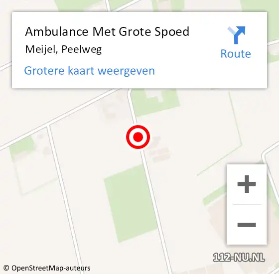 Locatie op kaart van de 112 melding: Ambulance Met Grote Spoed Naar Meijel, Peelweg op 24 december 2014 12:29