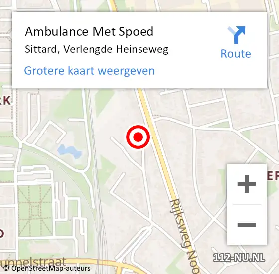 Locatie op kaart van de 112 melding: Ambulance Met Spoed Naar Sittard, Verlengde Heinseweg op 24 december 2014 13:02