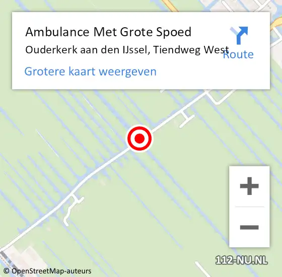 Locatie op kaart van de 112 melding: Ambulance Met Grote Spoed Naar Ouderkerk aan den IJssel, Tiendweg West op 24 december 2014 13:07