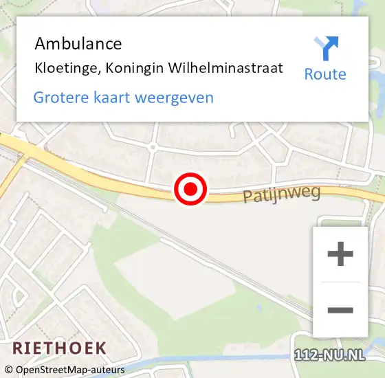 Locatie op kaart van de 112 melding: Ambulance Kloetinge, Koningin Wilhelminastraat op 24 december 2014 13:09