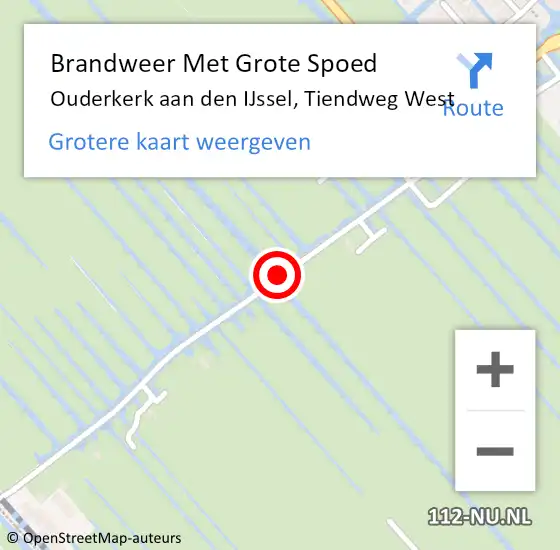 Locatie op kaart van de 112 melding: Brandweer Met Grote Spoed Naar Ouderkerk aan den IJssel, Tiendweg West op 24 december 2014 13:09