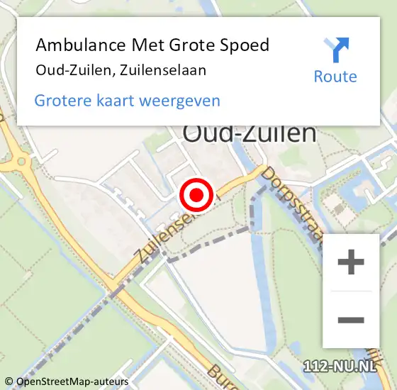 Locatie op kaart van de 112 melding: Ambulance Met Grote Spoed Naar Oud-Zuilen, Zuilenselaan op 25 oktober 2013 12:01