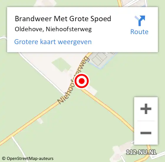 Locatie op kaart van de 112 melding: Brandweer Met Grote Spoed Naar Oldehove, Niehoofsterweg op 24 december 2014 13:30