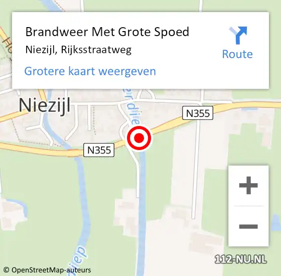 Locatie op kaart van de 112 melding: Brandweer Met Grote Spoed Naar Niezijl, Rijksstraatweg op 24 december 2014 13:51