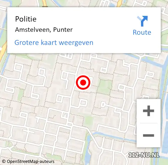 Locatie op kaart van de 112 melding: Politie Amstelveen, Punter op 24 december 2014 14:24