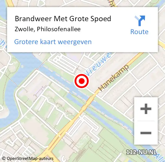 Locatie op kaart van de 112 melding: Brandweer Met Grote Spoed Naar Zwolle, Philosofenallee op 24 december 2014 14:45