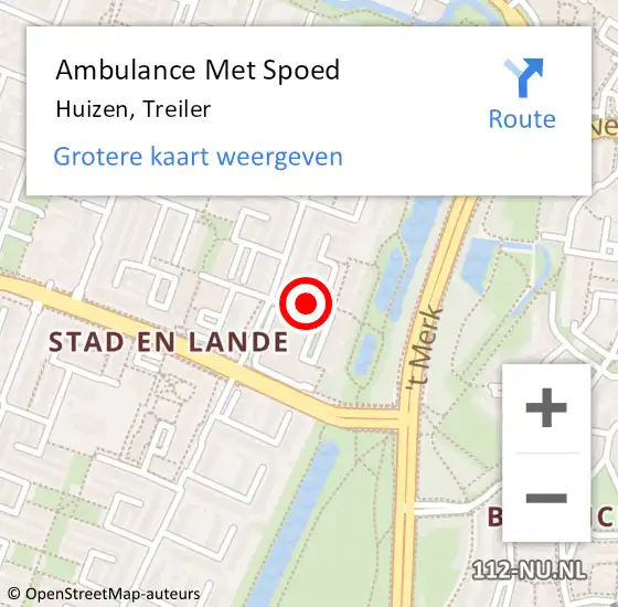 Locatie op kaart van de 112 melding: Ambulance Met Spoed Naar Huizen, Treiler op 24 december 2014 14:53