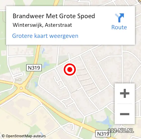 Locatie op kaart van de 112 melding: Brandweer Met Grote Spoed Naar Winterswijk, Asterstraat op 24 december 2014 15:44