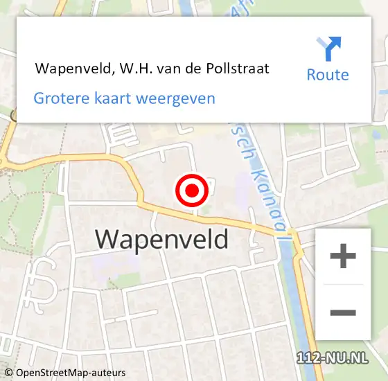 Locatie op kaart van de 112 melding:  Wapenveld, W.H. van de Pollstraat op 24 december 2014 16:12