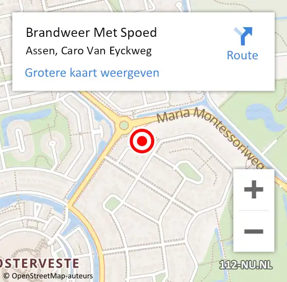 Locatie op kaart van de 112 melding: Brandweer Met Spoed Naar Assen, Caro Van Eyckweg op 24 december 2014 16:21