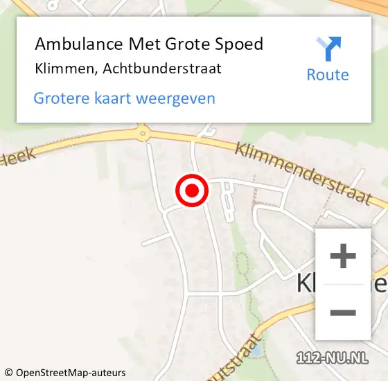 Locatie op kaart van de 112 melding: Ambulance Met Grote Spoed Naar Klimmen, Achtbunderstraat op 24 december 2014 16:28