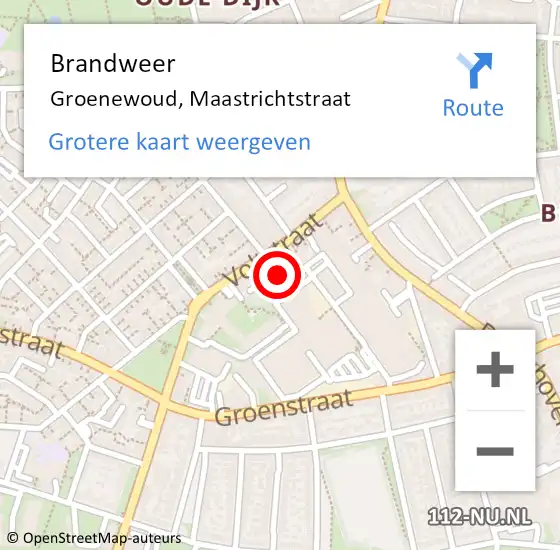 Locatie op kaart van de 112 melding: Brandweer Groenewoud op 24 december 2014 16:30
