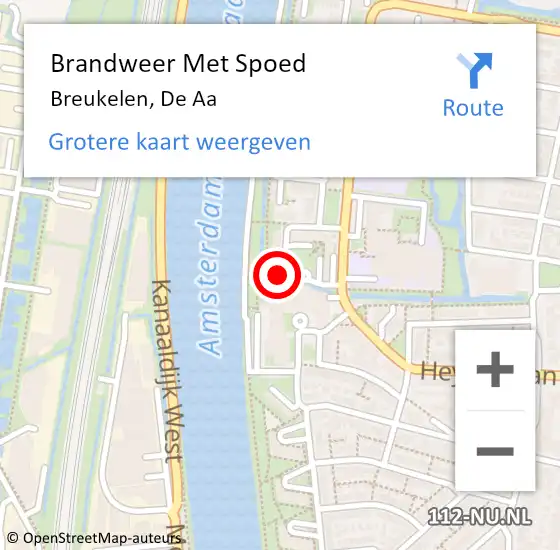 Locatie op kaart van de 112 melding: Brandweer Met Spoed Naar Breukelen, De Aa op 24 december 2014 17:07